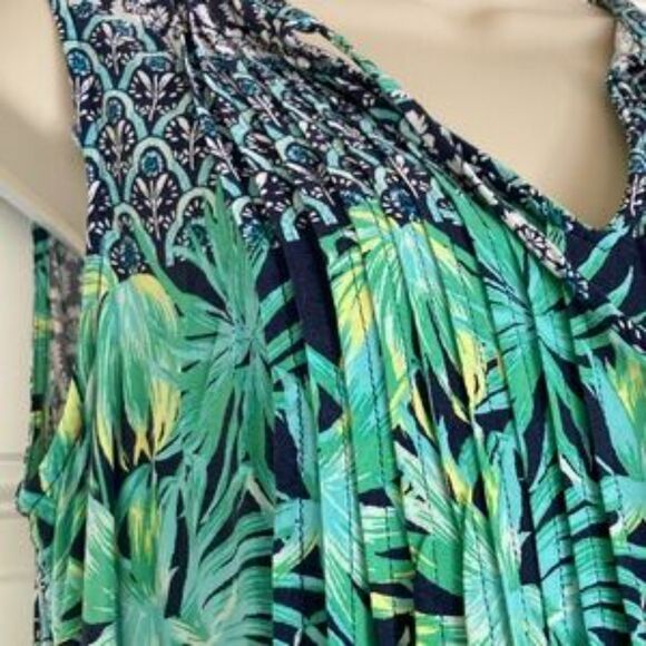 OLD NAVY Tropical Floral Dress  Sleeveless White Green Blue Yellow Womens Large - Picture 9 of 14